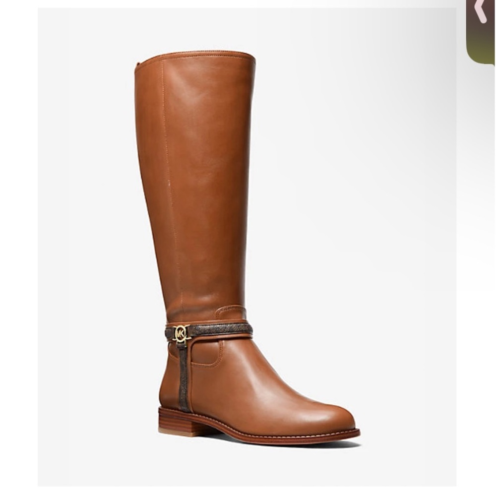 Michael Kors Mindy Leather and Signature Logo Trim Boot - Picture 2 of 6